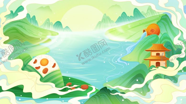 编号：13893105250550462824【酷图网】源文件下载-端午节扁平简约插画