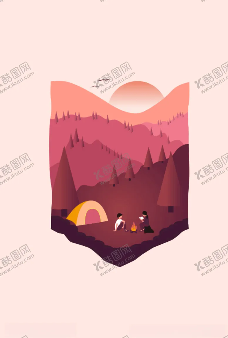 编号：51713606240016104237【酷图网】源文件下载-矢量风景插画野营