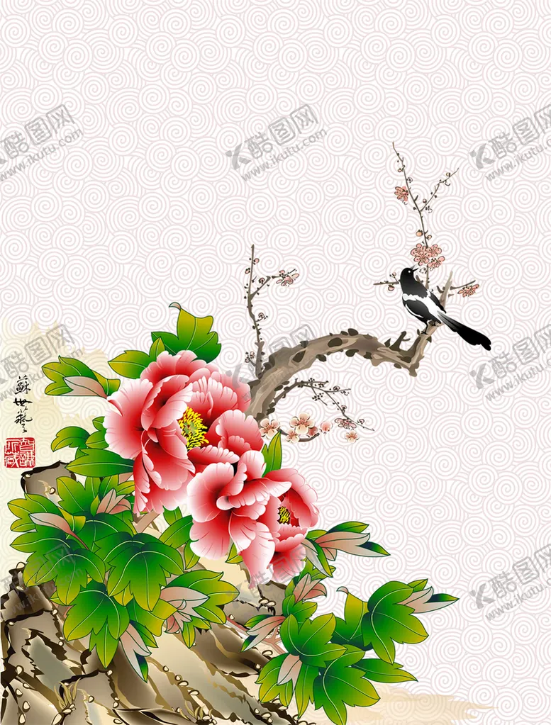 编号：95142710062036089538【酷图网】源文件下载-国画牡丹
