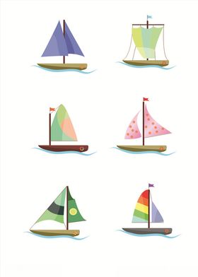 蓝色帆船元素