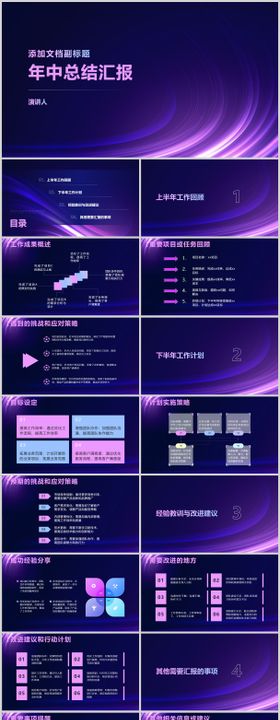 蓝色简约年中总结工作汇报PPT