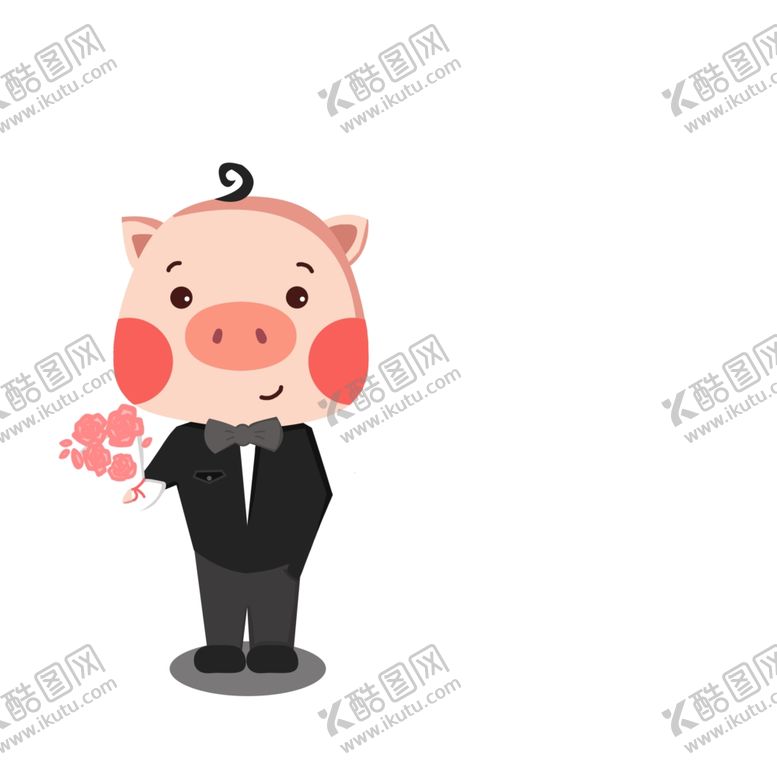 编号：98109104242029293922【酷图网】源文件下载-卡通手绘猪年可爱帅气穿西装