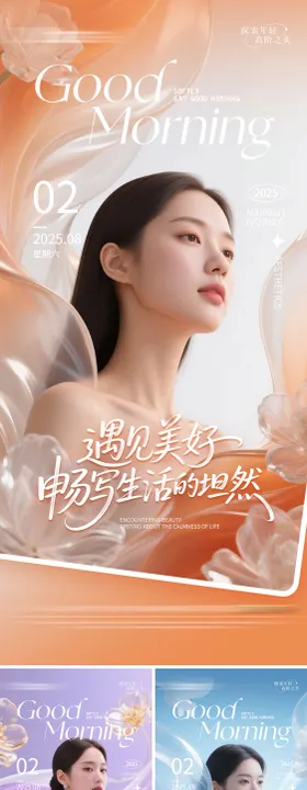 美业人物早安图系列海报