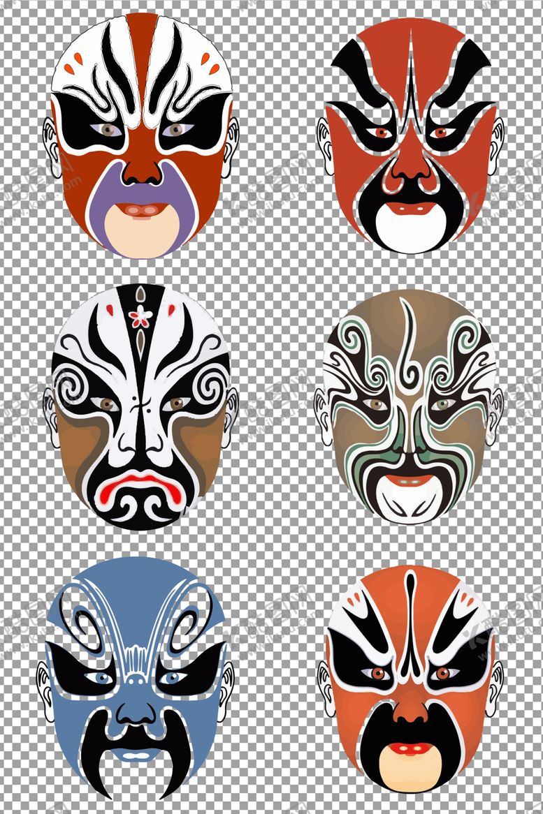 编号：37665909200505265797【酷图网】源文件下载-京剧戏曲脸谱