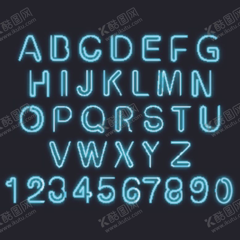 编号：27602705191052271690【酷图网】源文件下载-数字字母发光字母图片