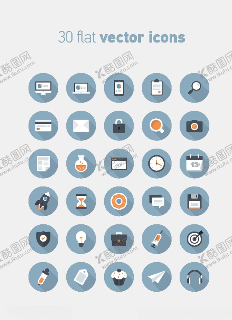 编号：45924106162028132914【酷图网】源文件下载-圆形扁平风格长阴影图标