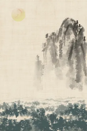 水墨背景画风山画