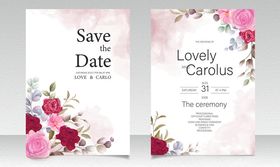 浪漫花卉婚礼请柬设计