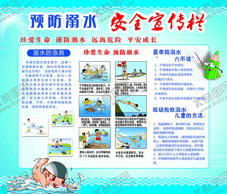 编号：48502609180715325170【酷图网】源文件下载-防溺水安全宣传栏