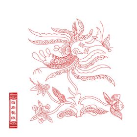 白族花卉图案线条素描稿