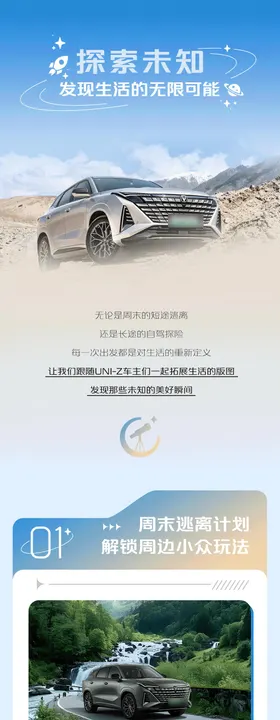 探索未知汽车长图海报