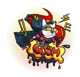 卡通摇滚狗印花图案设计