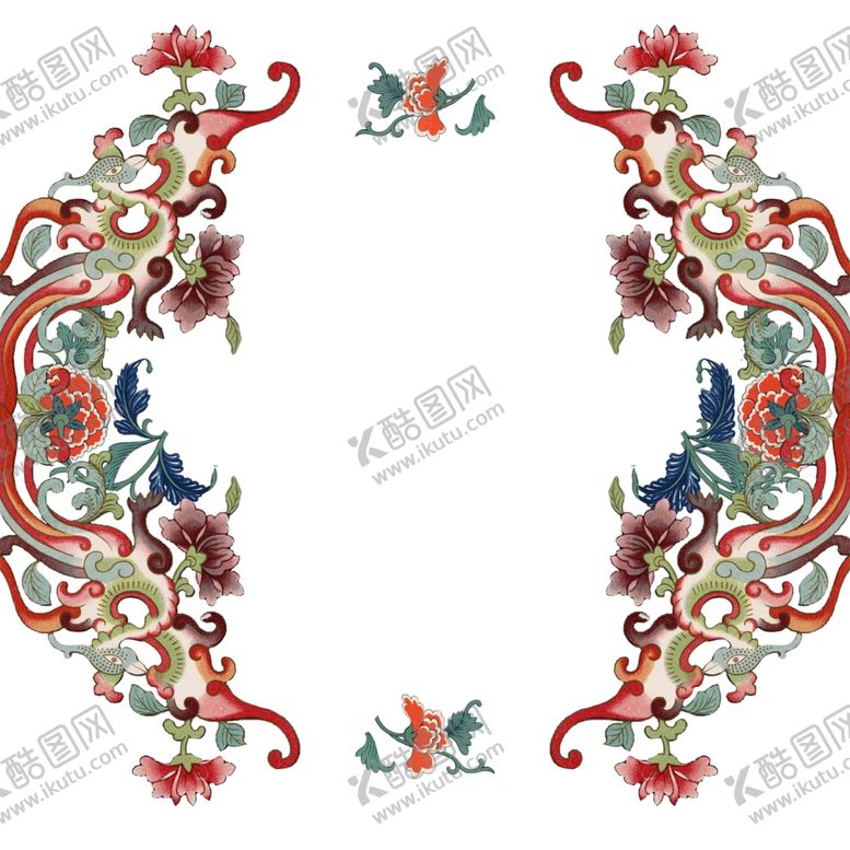 编号：96645802131222493884【酷图网】源文件下载-中式装饰纹饰凤凰牡丹对称