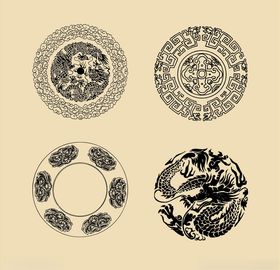 古典传统矢量红色祥云图案