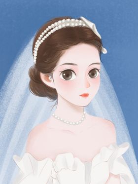 手绘美丽新娘插画形象