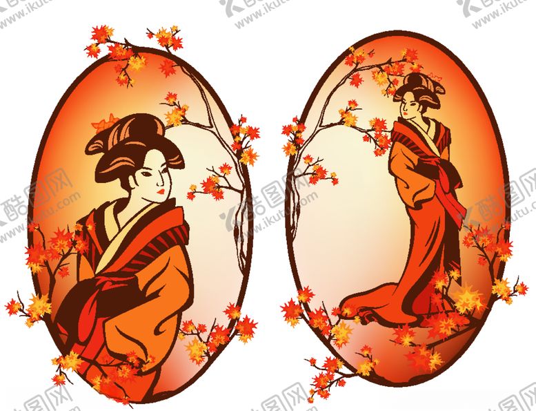 编号：61990606171717503984【酷图网】源文件下载-日本和服女士矢量素材