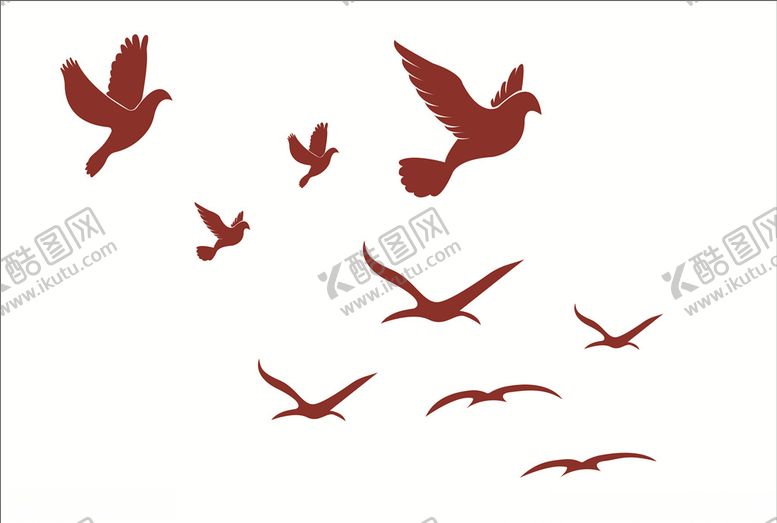 编号：24606706151339072098【酷图网】源文件下载-大雁鸽子剪影元素