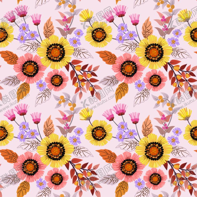 编号：43422909191914461346【酷图网】源文件下载-叶子花卉无缝图案