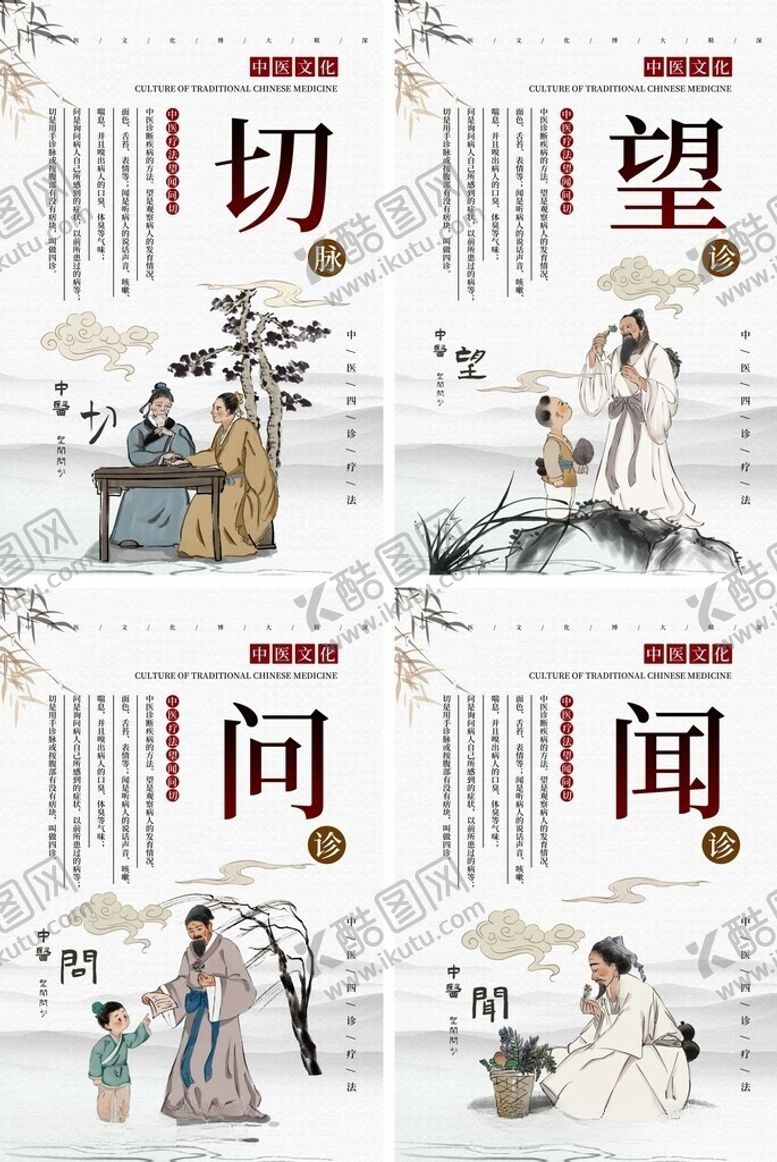 编号：83783506111513183486【酷图网】源文件下载-望闻问切中医文化系列海报