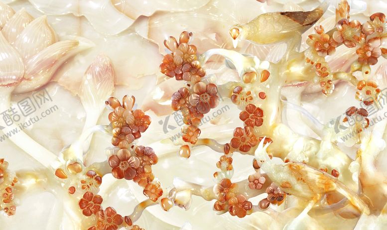 编号：16507910030248048811【酷图网】源文件下载-家和富贵玉雕花卉电视背景墙