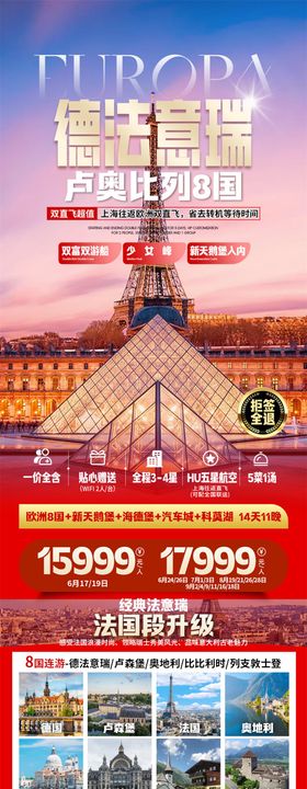 欧洲出境旅游长图海报