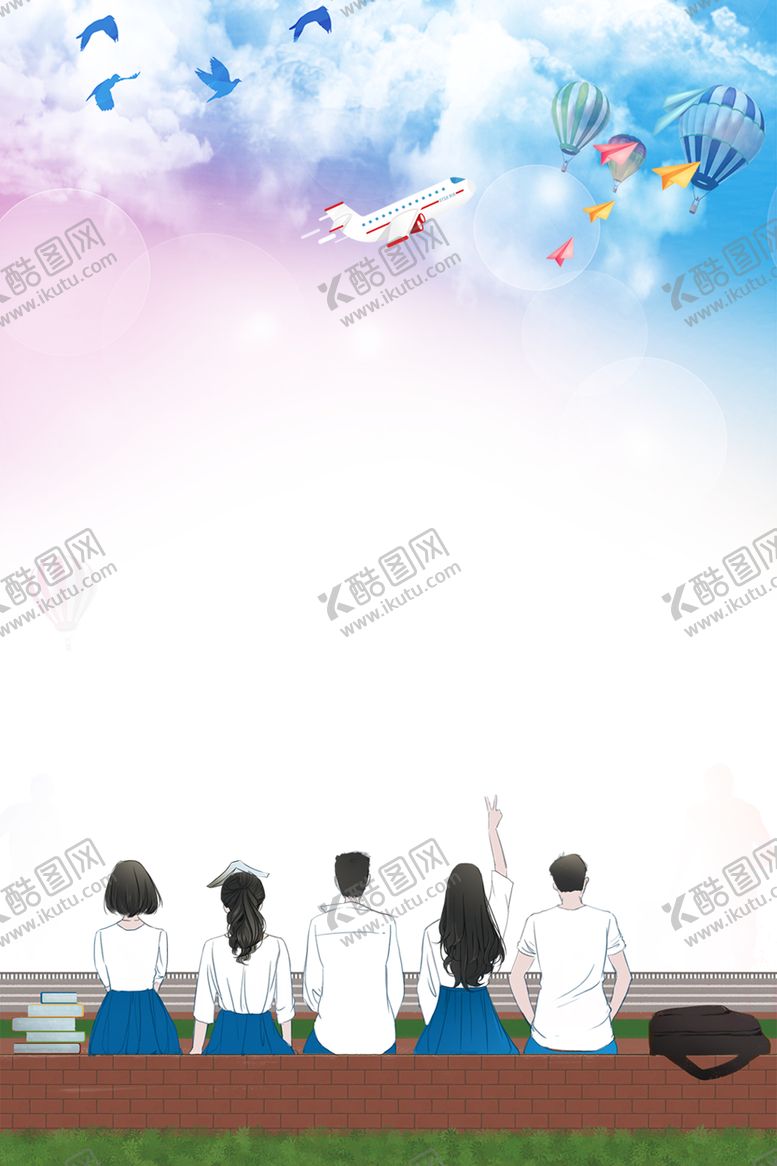 编号：93616110301834007674【酷图网】源文件下载-毕业季青春不散学生背景