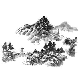 水墨素材毛笔画素材墨迹素材
