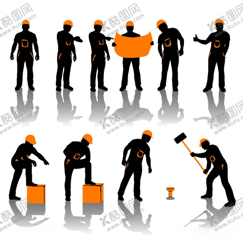 编号：43116809220554319026【酷图网】源文件下载-工人剪影矢量素材
