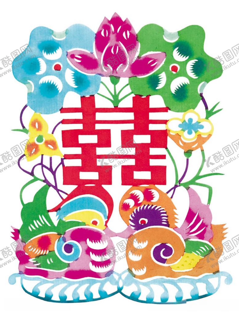 编号：31251306261004447016【酷图网】源文件下载-鸳鸯剪纸