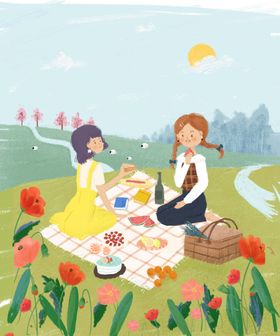 春游野餐宣传插画