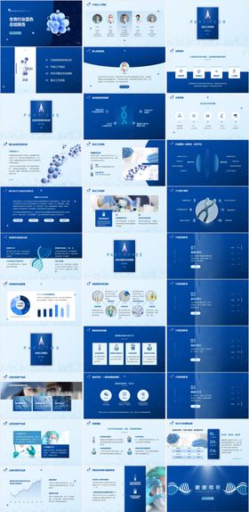 生物科技行业蓝色总结报告PPT