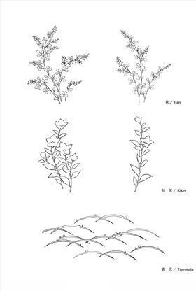 手绘线描绽放的小花朵EPS矢量