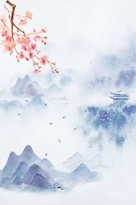 山水国风古风传统海报素材