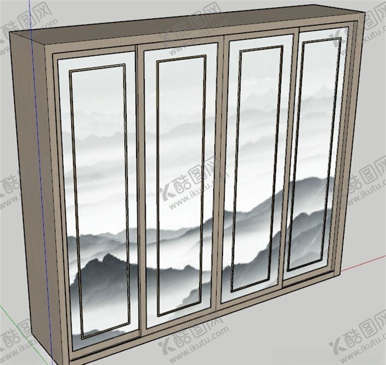 编号：54927410100126066325【酷图网】源文件下载-新中式卧室衣柜模型