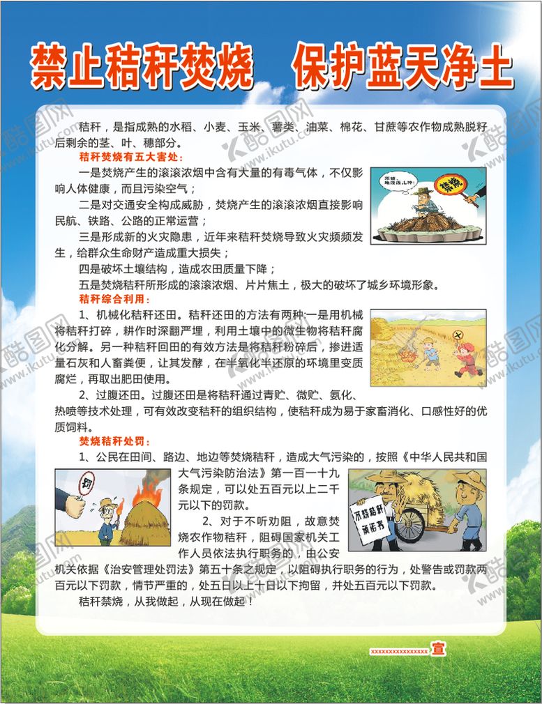 禁止焚烧秸秆海报保护环境宣传