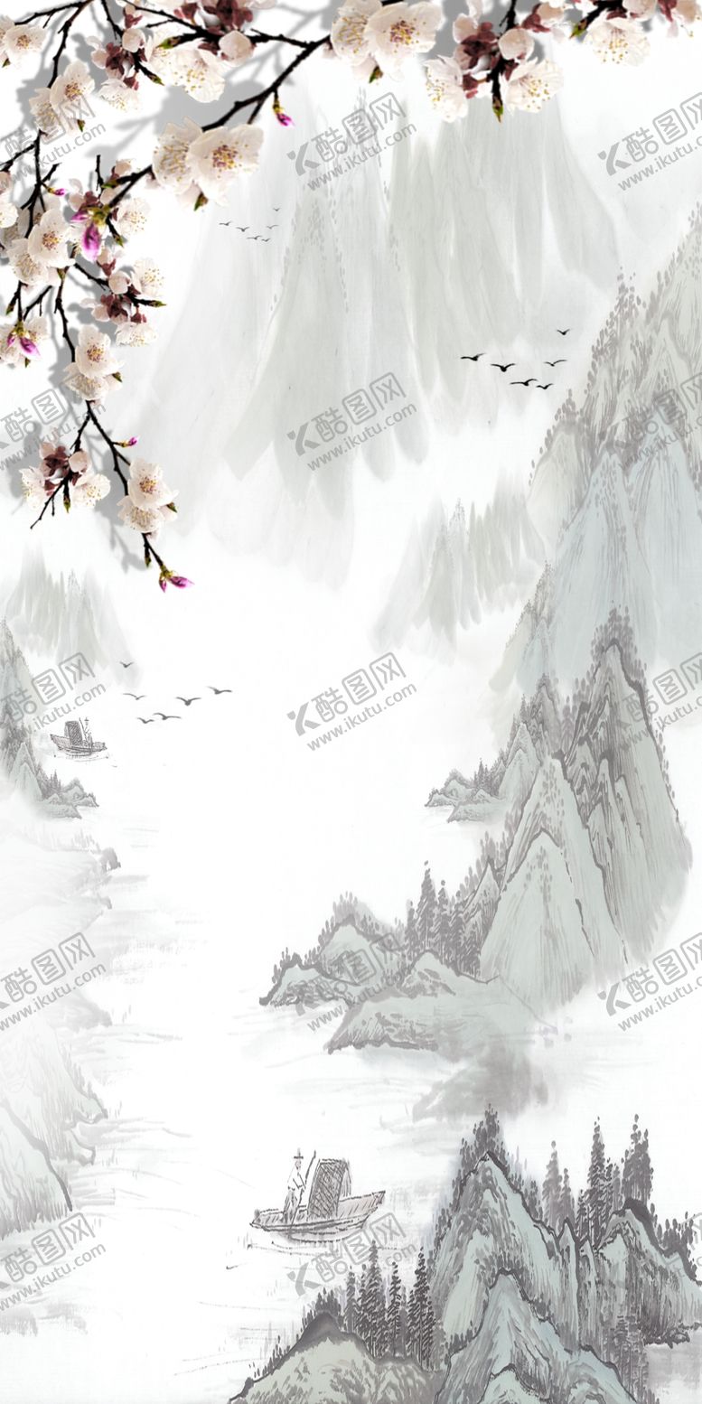 编号：45685410280253158912【酷图网】源文件下载-国画山水玄关画