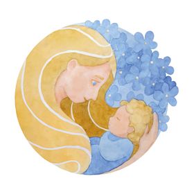 卡通母亲节母婴插图图片