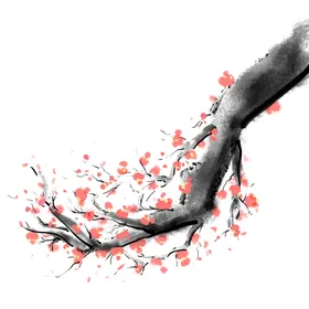 水墨梅花卉背景免扣素材中国风腊