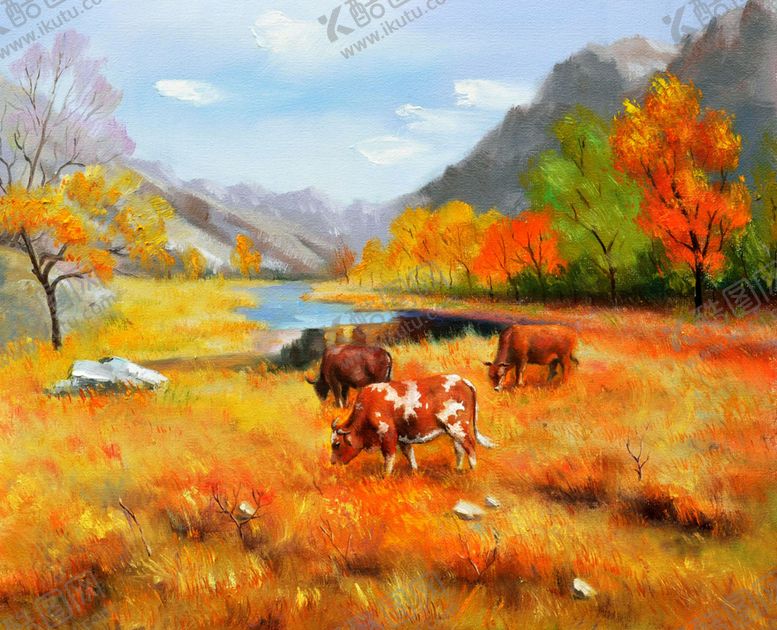 编号：46802509250939331777【酷图网】源文件下载-行画风景油画装饰画素材高清喷绘