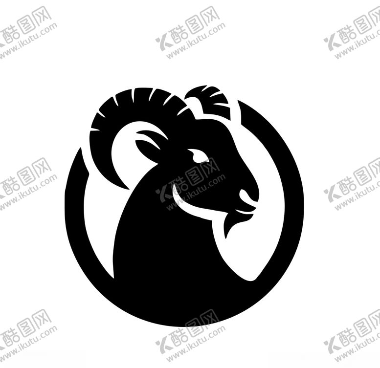 编号：30480705150203194847【酷图网】源文件下载-黑色圆形山羊角剪影设计素材