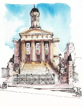 水彩建筑插画