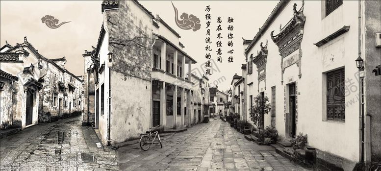 编号：86627210110939516419【酷图网】源文件下载-徽派古建筑背景墙