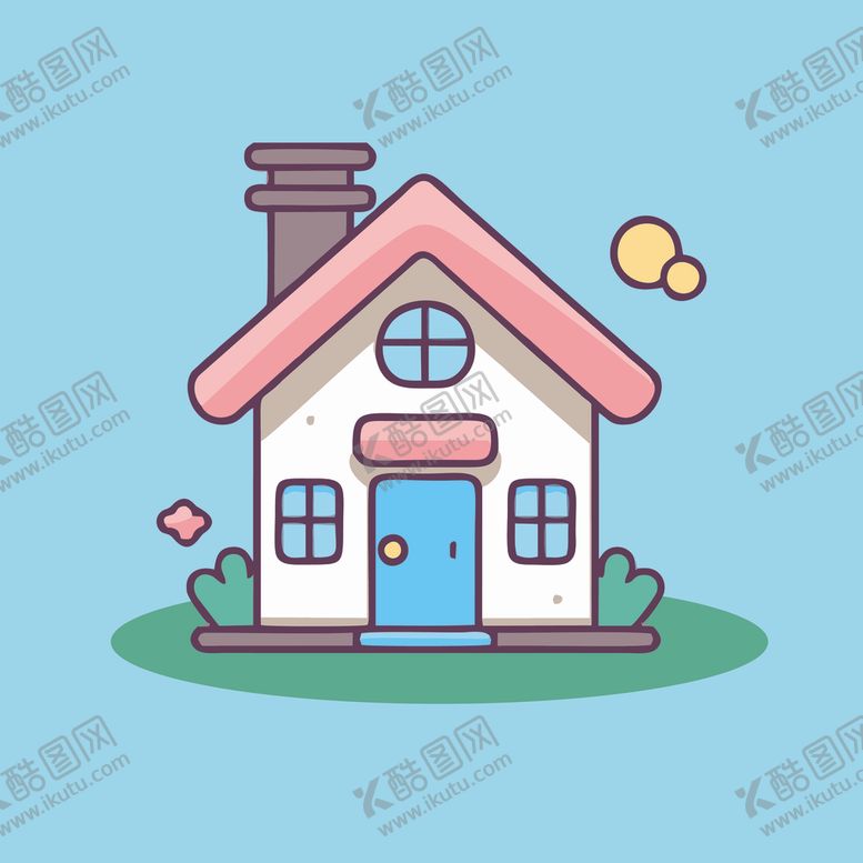 编号：62975102050355573451【酷图网】源文件下载-卡通阳光小房子矢量简笔画