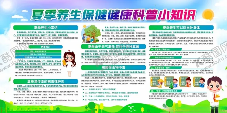 编号：25579202171153032045【酷图网】源文件下载-夏季养生保健健康科普防中暑展板