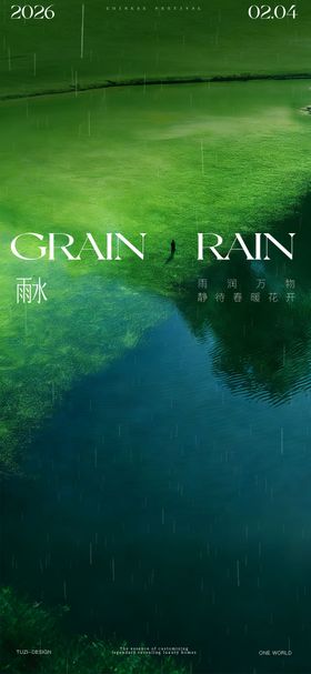 雨水人物意境节气海报