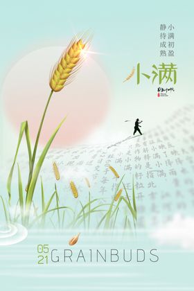 小满海报地产节气单图唯美清新夏至推广