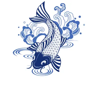 矢量动物简约线条鲤鱼