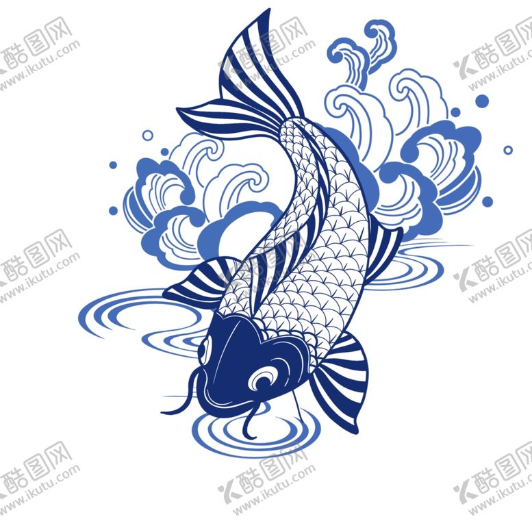 编号：31655709252220137561【酷图网】源文件下载-鲤鱼线条