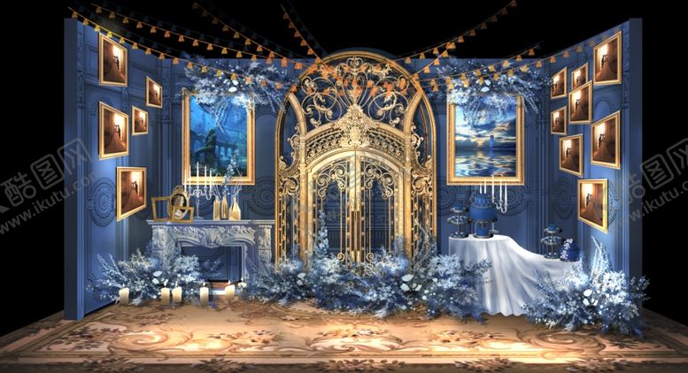 编号：48323309261405001889【酷图网】源文件下载-梦幻欧式婚礼舞台场景