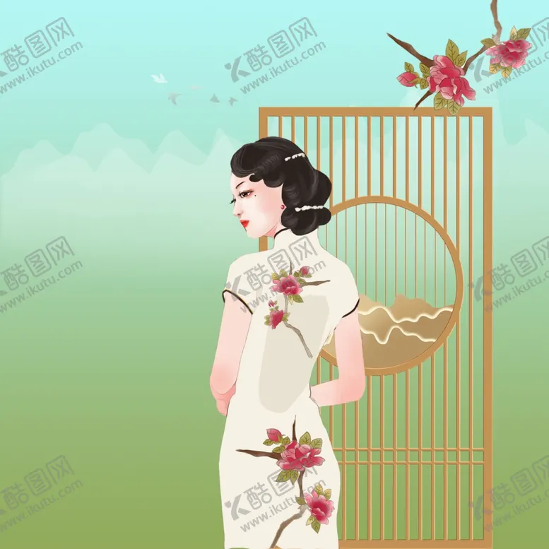 编号：77728802031242124964【酷图网】源文件下载-旗袍美女